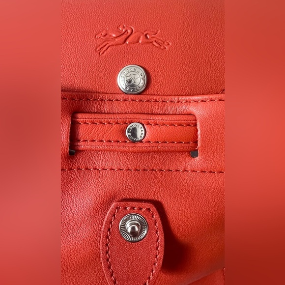Longchamp Le Pliage Cuir Leather Backpack Terracotta  Dark Orange Red  NWOT - Picture 10 of 16